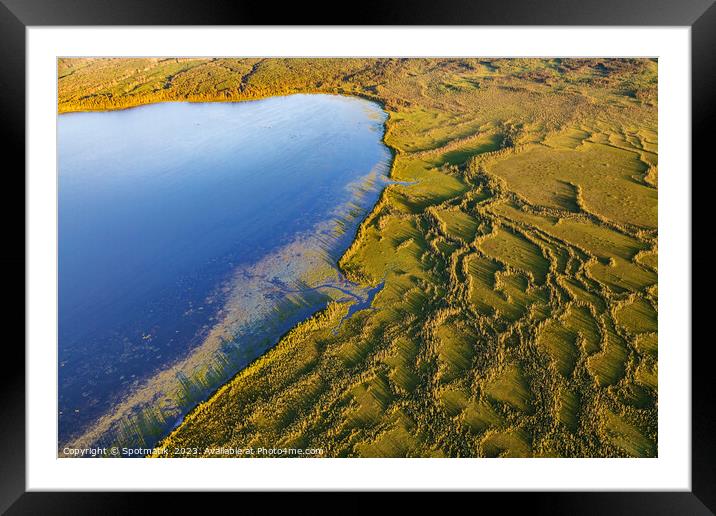 Aerial Wilderness view of McClelland lake Ft McMurray  Framed Mounted Print by Spotmatik 