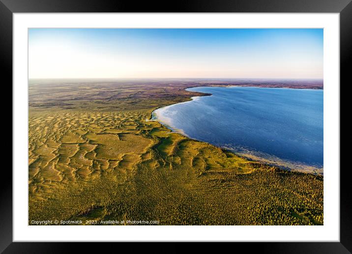 Aerial Landscape view of remote Lake McClelland Alberta  Framed Mounted Print by Spotmatik 