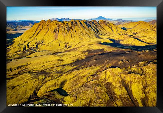 Aerial view of Landmannalaugar National Park Wilderness Iceland  Framed Print by Spotmatik 
