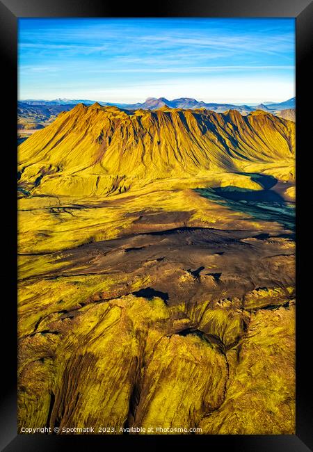 Aerial view of Icelandic volcanic landscape Landmannalaugar Framed Print by Spotmatik 