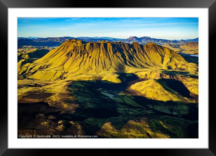 Aerial view of Landmannalaugar National Park Wilderness Iceland  Framed Mounted Print by Spotmatik 