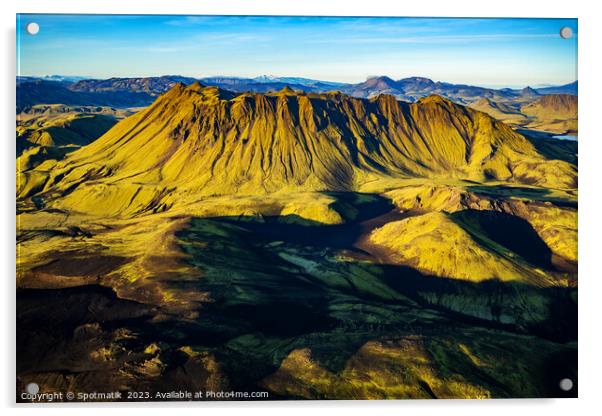 Aerial view of Landmannalaugar National Park Wilderness Iceland  Acrylic by Spotmatik 