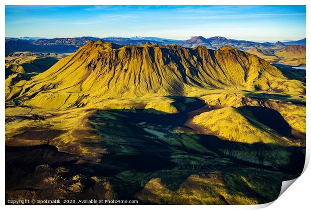 Aerial view of Landmannalaugar National Park Wilderness Iceland  Print by Spotmatik 