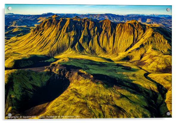 Aerial Landmannalaugar National Park Iceland volcanic mountains  Acrylic by Spotmatik 