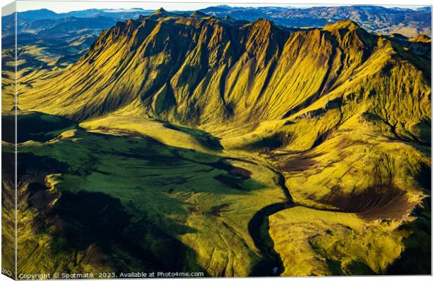 Aerial Iceland Landmannalaugar National Park  Canvas Print by Spotmatik 
