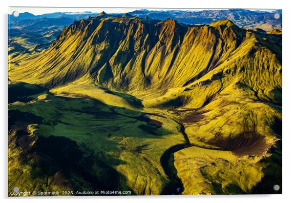 Aerial Iceland Landmannalaugar National Park  Acrylic by Spotmatik 