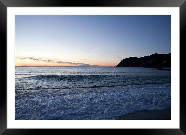 Levanto Beach sunset Framed Mounted Print by Ian Middleton