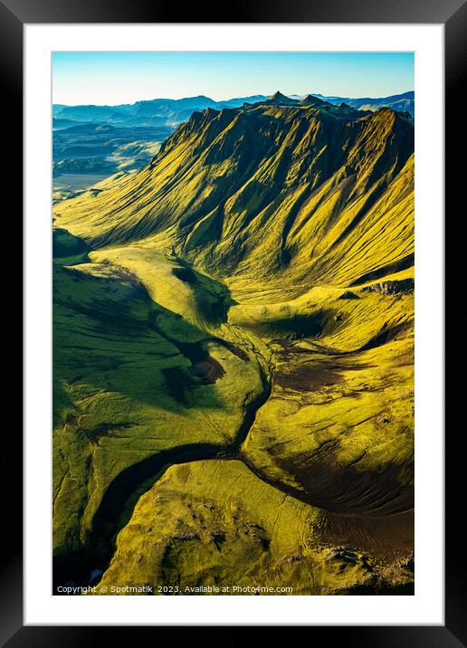 Aerial view Icelandic volcanic Wilderness hiking Framed Mounted Print by Spotmatik 