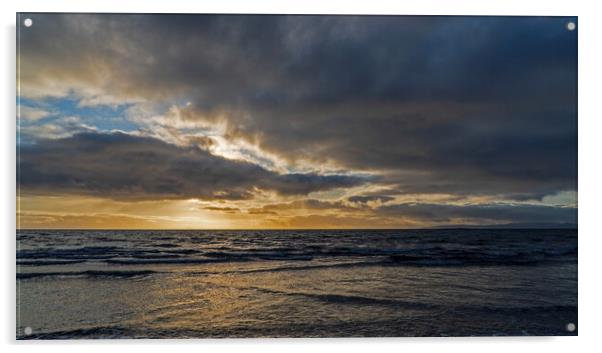January Sunset on Troon Beach Acrylic by Rich Fotografi 