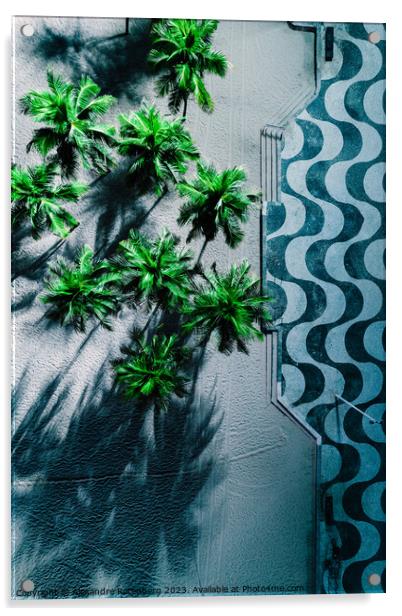 Copacabana beach pavement mosaic  Acrylic by Alexandre Rotenberg