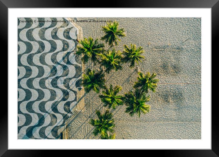 Copacabana beach pavement mosaic  Framed Mounted Print by Alexandre Rotenberg