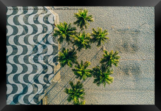 Copacabana beach pavement mosaic  Framed Print by Alexandre Rotenberg