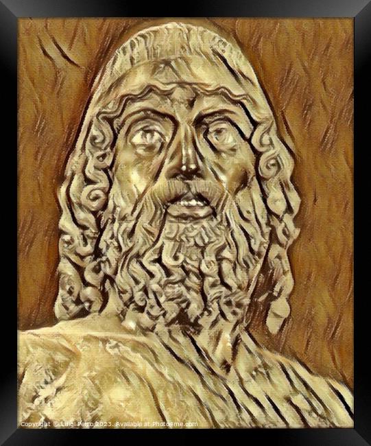 Riace Bronze A, Close up. Calabria Region, Italy. Framed Print by Luigi Petro