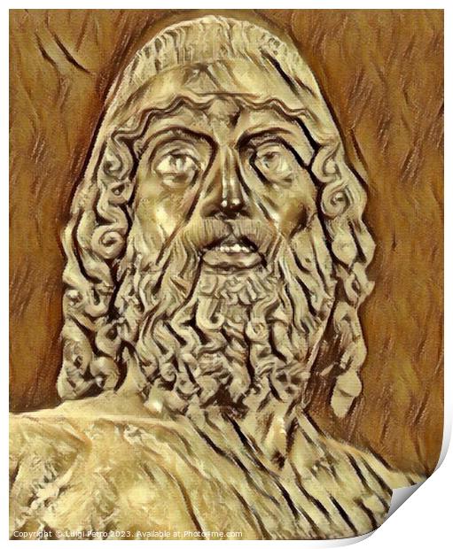 Riace Bronze A, Close up. Calabria Region, Italy. Print by Luigi Petro