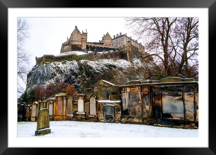 Edinburgh Castle from St. Cuthbert's Cemetry Framed Mounted Print by Kasia Design