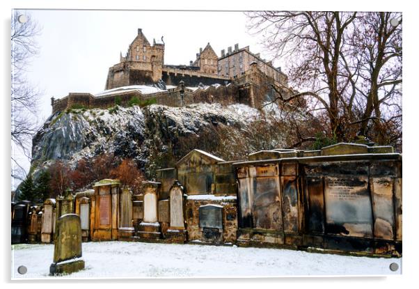 Edinburgh Castle from St. Cuthbert's Cemetry Acrylic by Kasia Design