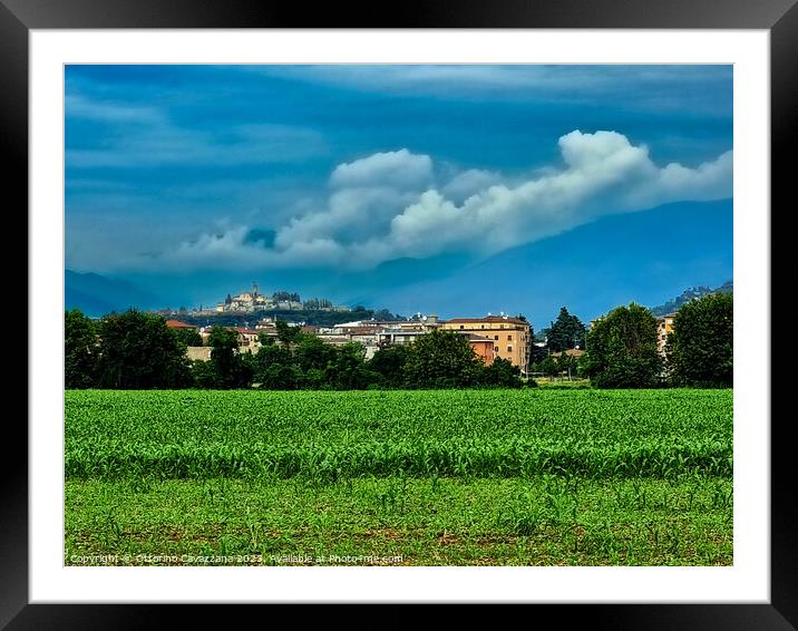field  with trees and a castle Framed Mounted Print by Ottorino Cavazzana