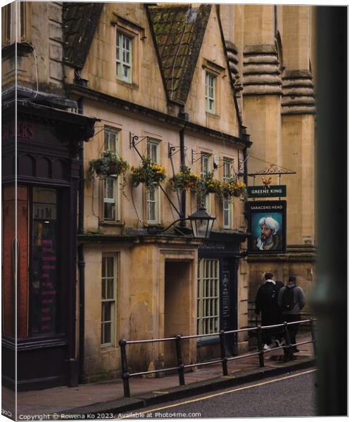 Bath Street View of Broad Street and the oldest Pub in Bath  Canvas Print by Rowena Ko
