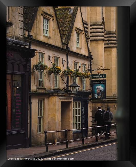 Bath Street View of Broad Street and the oldest Pub in Bath  Framed Print by Rowena Ko