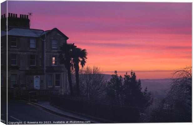 Sunrise view at the Camden Crescent in Bath Canvas Print by Rowena Ko