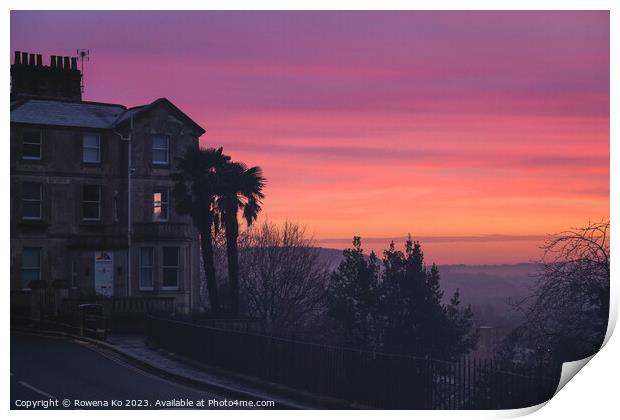 Sunrise view at the Camden Crescent in Bath Print by Rowena Ko
