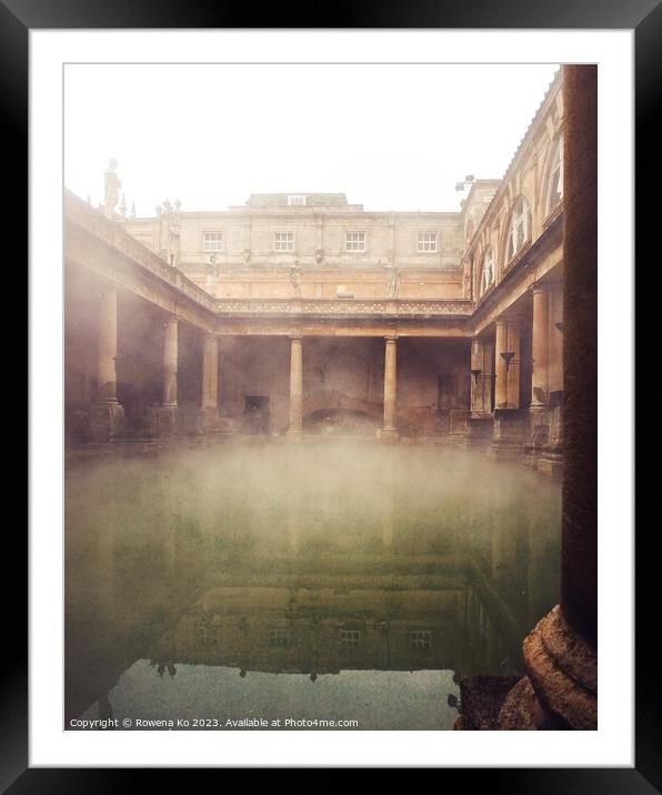 Steamy Roman Bath in Snowy Winter Day Framed Mounted Print by Rowena Ko