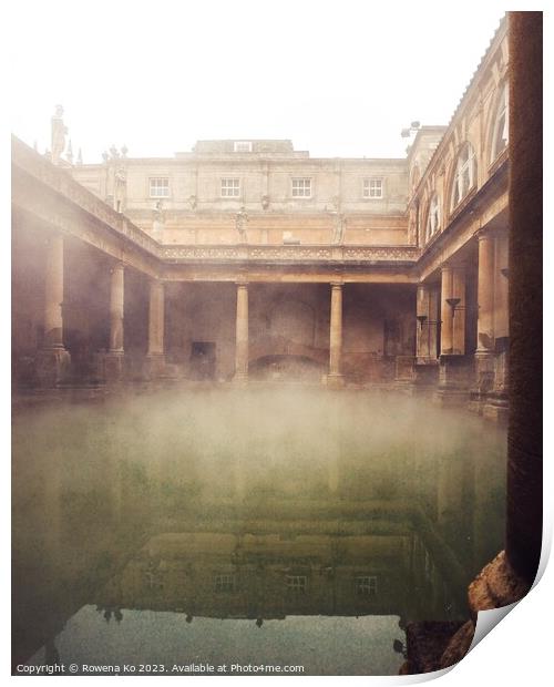 Steamy Roman Bath in Snowy Winter Day Print by Rowena Ko