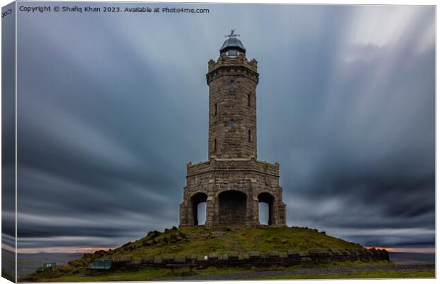 Moody Clouds over Darwen Tower Canvas Print by Shafiq Khan