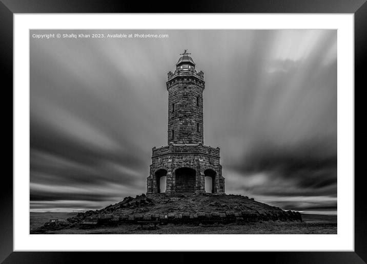 Moody Clouds over Darwen Tower (B&W Version) Framed Mounted Print by Shafiq Khan