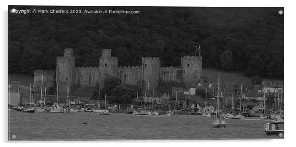 Majestic Conwy Castle in Monochrome Acrylic by Mark Chesters