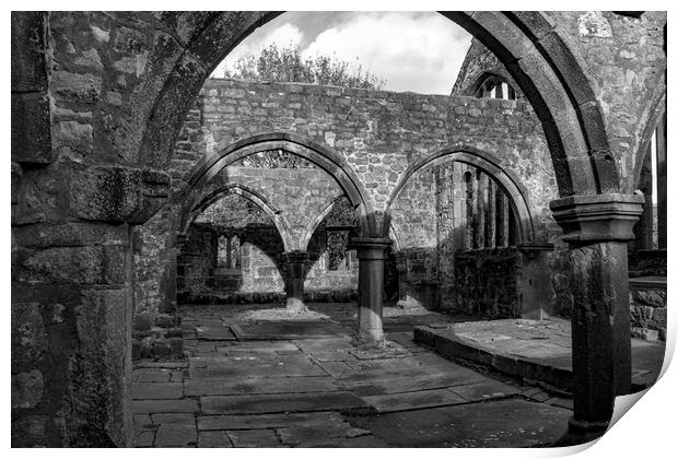 St Thomas a Becket Church Ruins Mono Print by Glen Allen