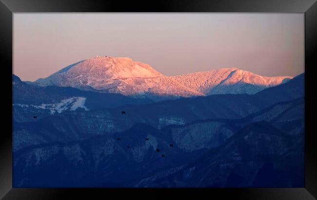 Sunset over the mountains in Nagano, Japan Framed Print by Lensw0rld 