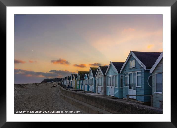 Romantic Beach Huts at Dusk Framed Mounted Print by KB Photo