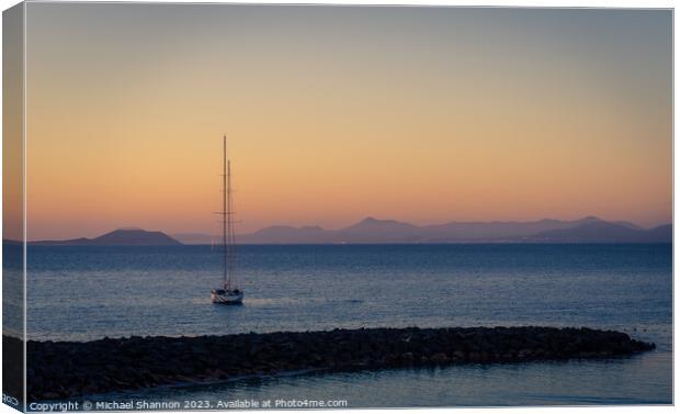 Early morning tranquility. Looking out to sea, Pla Canvas Print by Michael Shannon