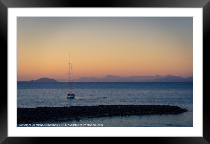 Early morning tranquility. Looking out to sea, Pla Framed Mounted Print by Michael Shannon