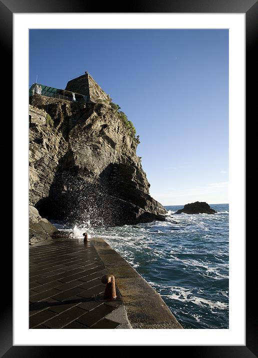 Waves crashing in Vernazza Framed Mounted Print by Ian Middleton