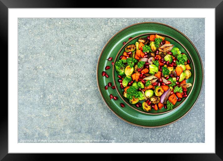 Vegetable salad with grilled vegetables, space for text Framed Mounted Print by Mykola Lunov Mykola
