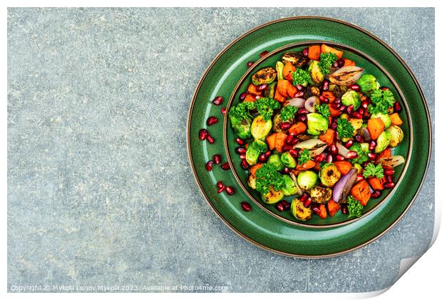 Vegetable salad with grilled vegetables, space for text Print by Mykola Lunov Mykola