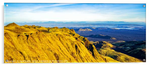 Aerial Panorama view of Landmannalaugar National Park Iceland  Acrylic by Spotmatik 