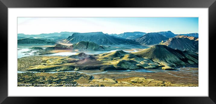Aerial Panoramic of Icelandic volcanic region glacial meltwater  Framed Mounted Print by Spotmatik 