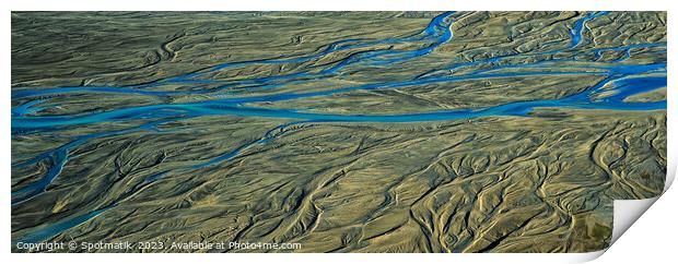 Aerial Panorama view of Icelandic glacial meltwater Europe Print by Spotmatik 