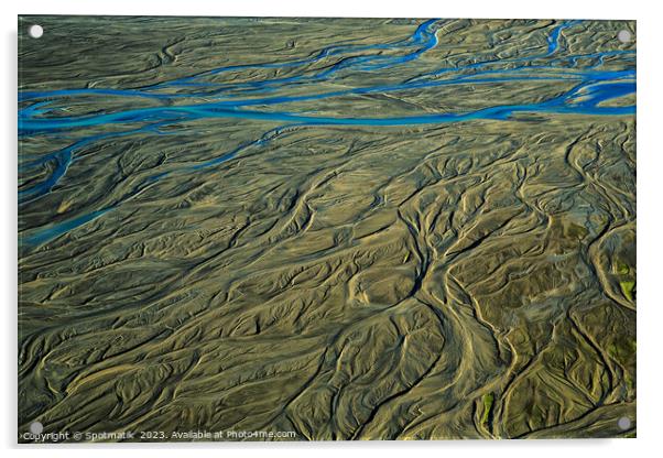 Aerial of Icelandic glacial meltwater volcanic region Europe Acrylic by Spotmatik 