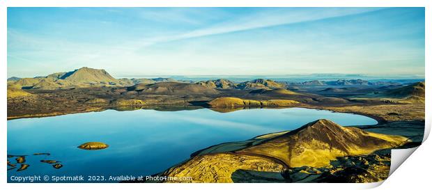 Aerial Panoramic view of Landmannalaugar National Park Iceland  Print by Spotmatik 