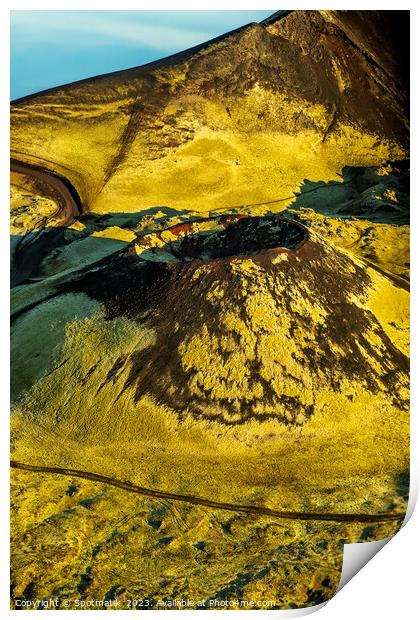 Aerial view of Landmannalaugar National Park Wilderness Iceland  Print by Spotmatik 