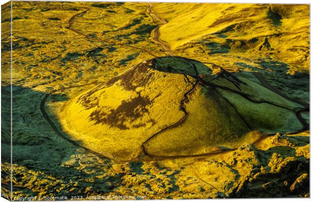 Aerial Wilderness view of Iceland Landmannalaugar National Park  Canvas Print by Spotmatik 