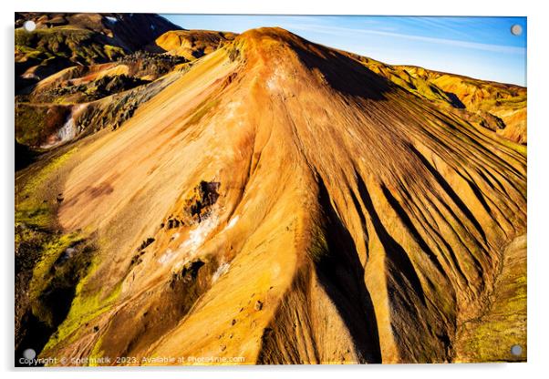 Aerial Icelandic view of Landmannalaugar colour rich minerals Acrylic by Spotmatik 