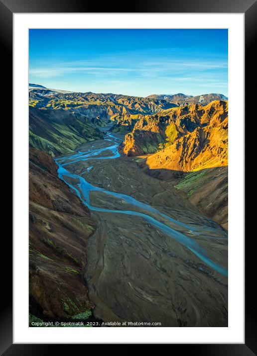 Aerial view of Iceland Landmannalaugar National Park Europe  Framed Mounted Print by Spotmatik 
