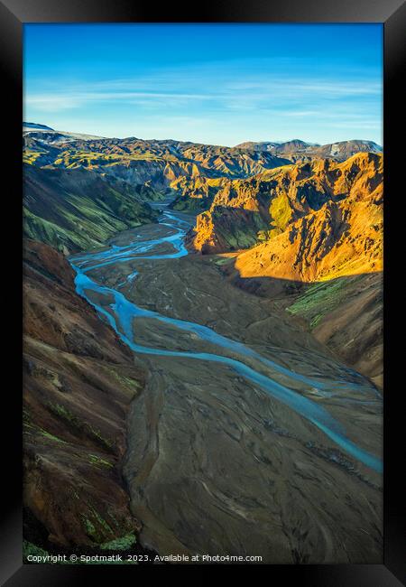 Aerial view of Iceland Landmannalaugar National Park Europe  Framed Print by Spotmatik 