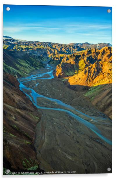 Aerial view of Iceland Landmannalaugar National Park Europe  Acrylic by Spotmatik 