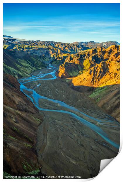 Aerial view of Iceland Landmannalaugar National Park Europe  Print by Spotmatik 